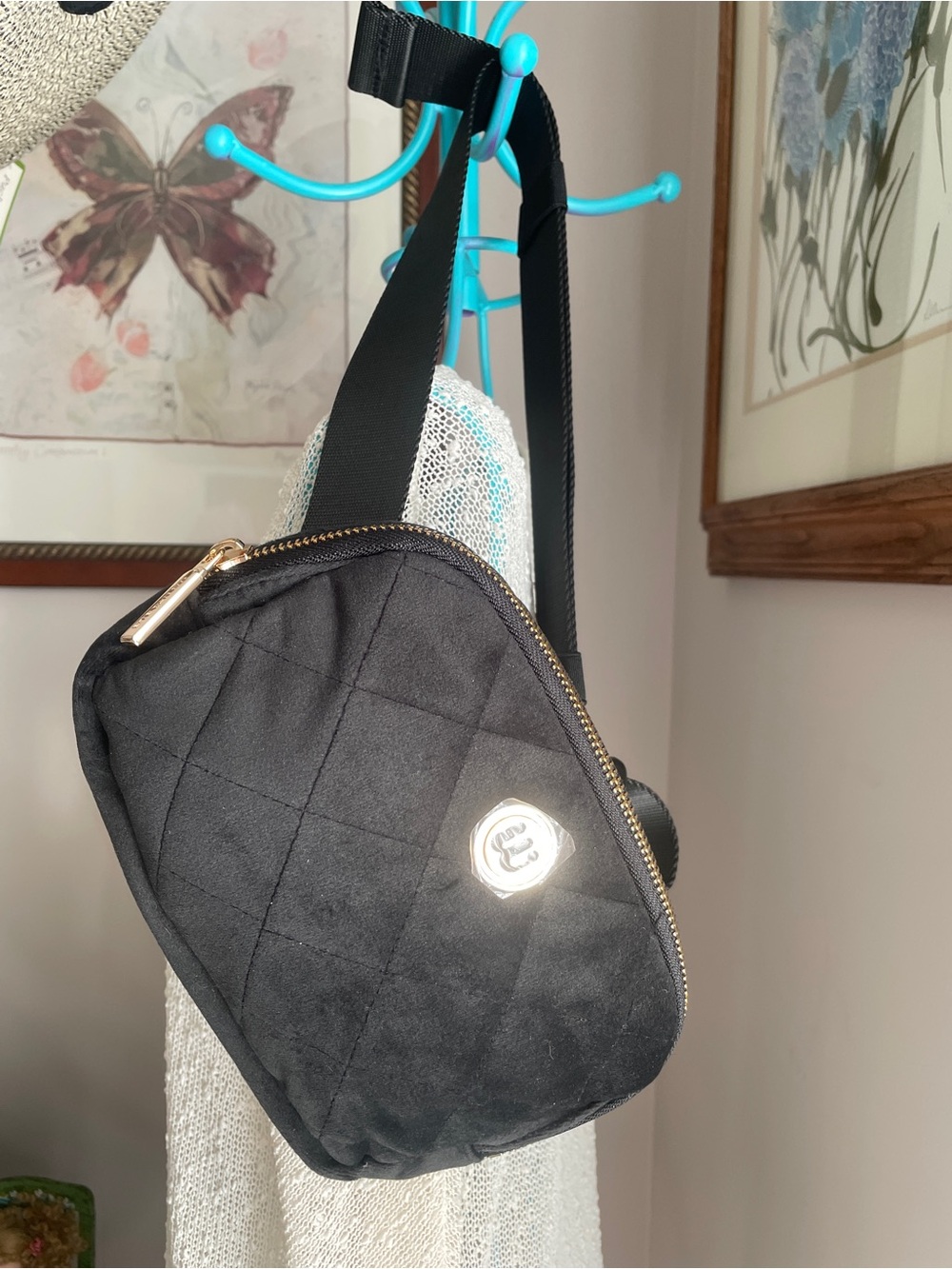 Wantable Velvet Cozytober Belt Bag in Black NWT